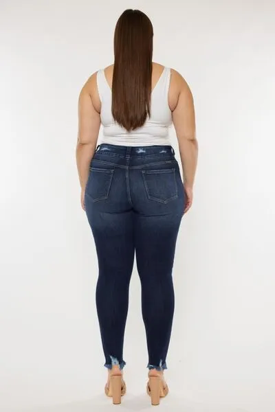 Victoria Full Size Cat's Whiskers Raw Hem High Waist Jeans