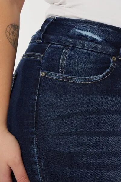 Victoria Full Size Cat's Whiskers Raw Hem High Waist Jeans