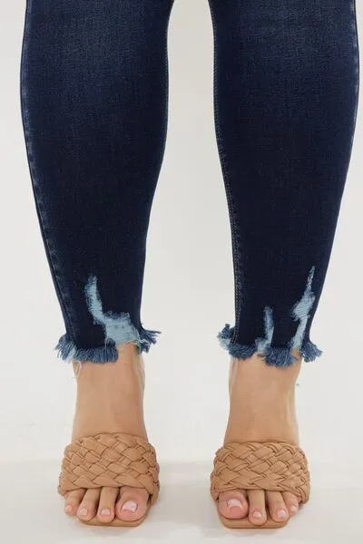 Victoria Full Size Cat's Whiskers Raw Hem High Waist Jeans