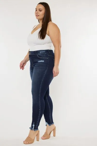 Victoria Full Size Cat's Whiskers Raw Hem High Waist Jeans
