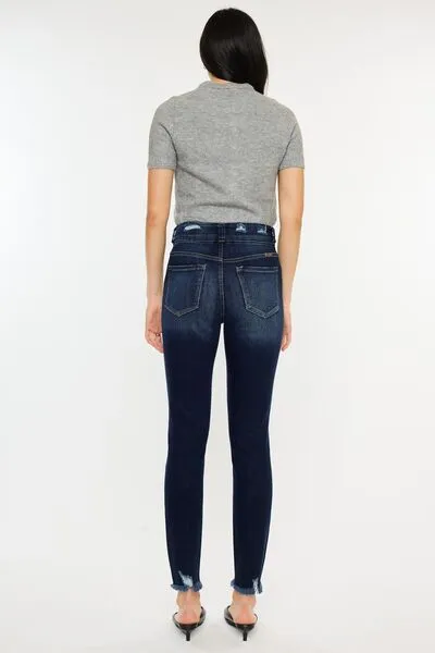 Victoria Full Size Cat's Whiskers Raw Hem High Waist Jeans