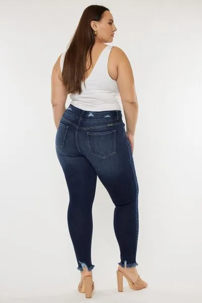 Victoria Full Size Cat's Whiskers Raw Hem High Waist Jeans