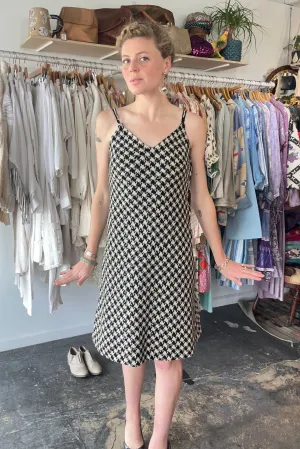 Vintage I. Magnin Woven Houndstooth Beaded Dress