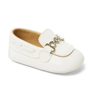 White Baby Boys Slip On Pram Shoe