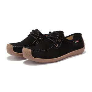 Women Flats Genuine Leather Loafers Lace Up Folding Moccasins New Women Casual Shoes
