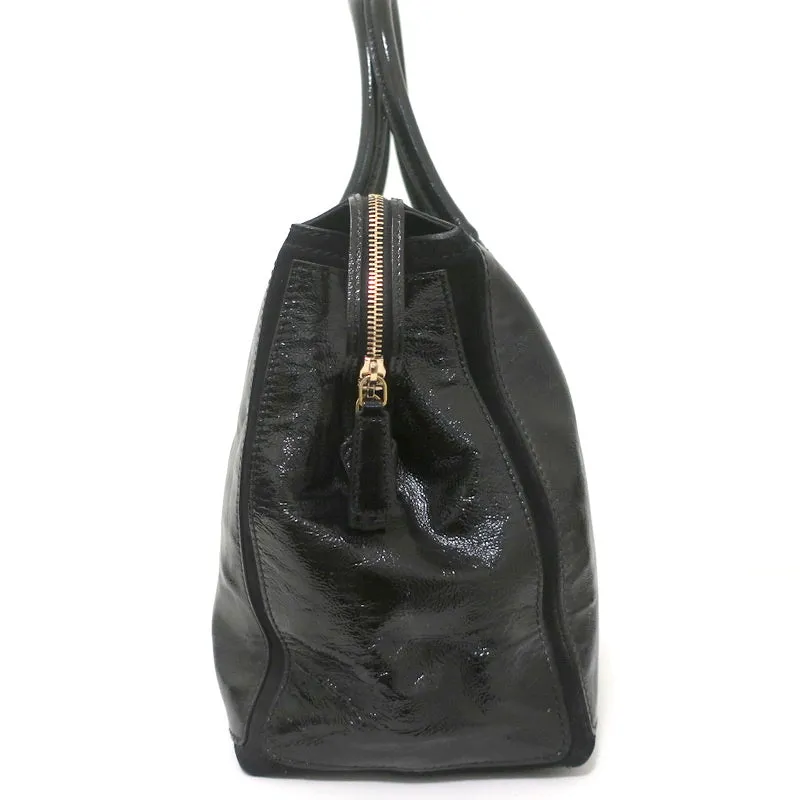 Yves Saint Laurent Muse Two Cabas Tote Black Patent Leather Large Shoulder Bag