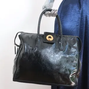 Yves Saint Laurent Muse Two Cabas Tote Black Patent Leather Large Shoulder Bag