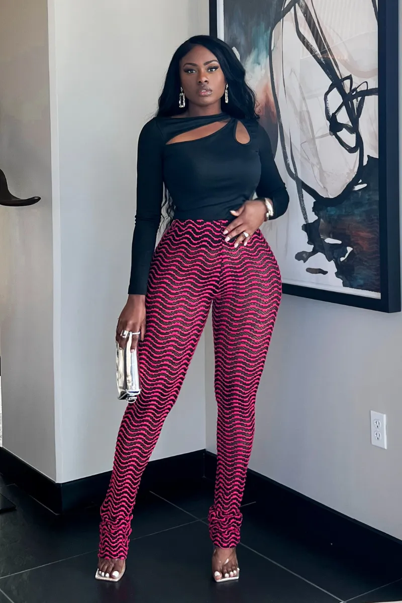 ZIGGY RED SLIP-ON SHEER | PANTS
