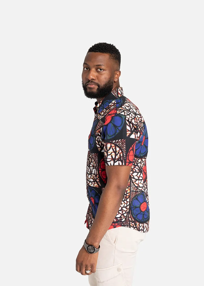 Zobia African Print Short Sleeve Shirt